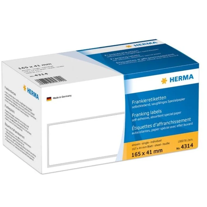 Étiquettes à Affranchir blanches - 165 x 41 mm HERMA Lot de 1000