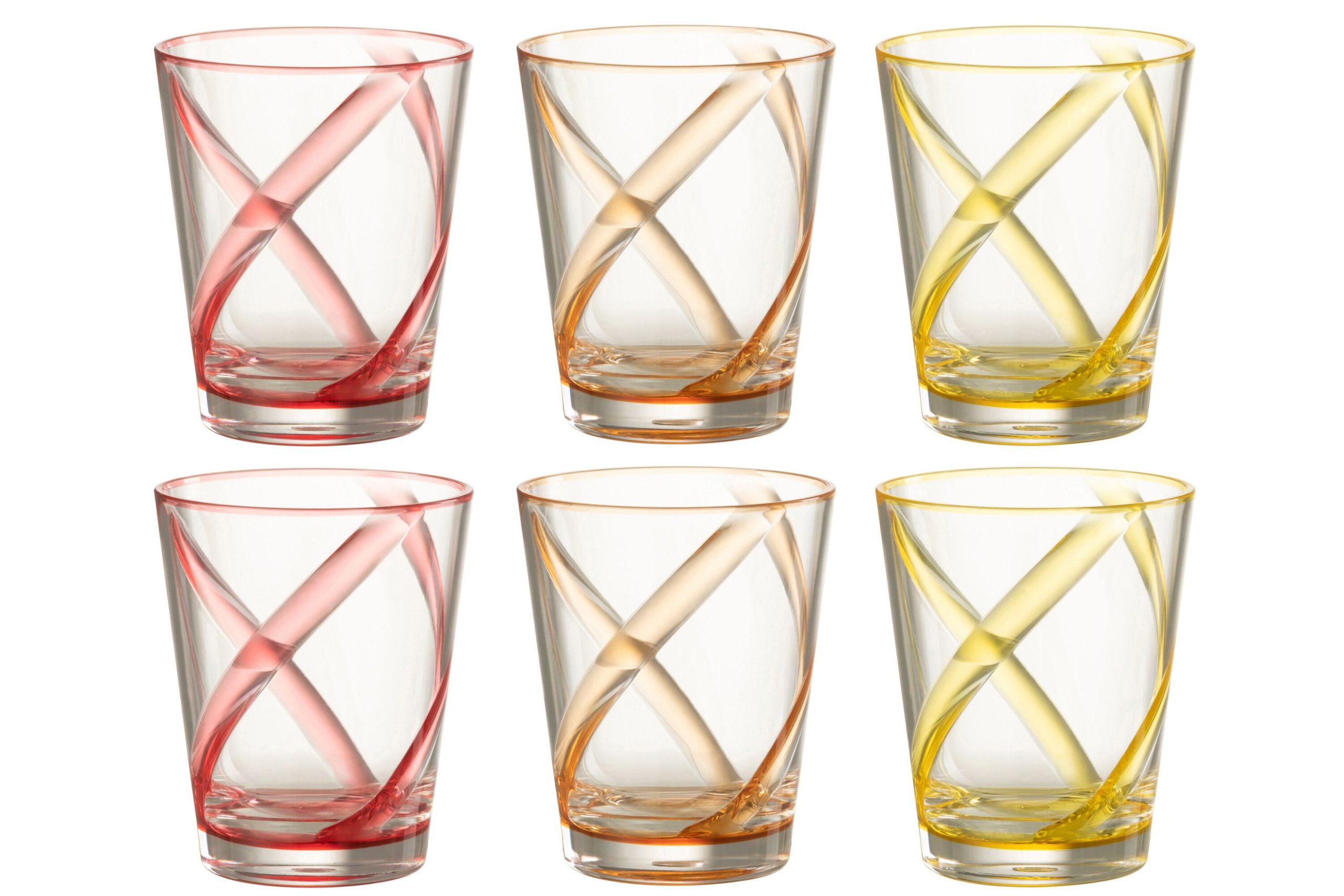 Boite de 6 verres lignes plastique mix