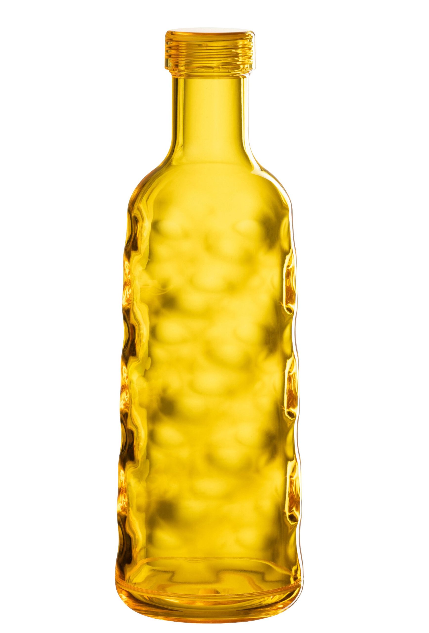 Bouteille martelee boite cadeau plastique jaune