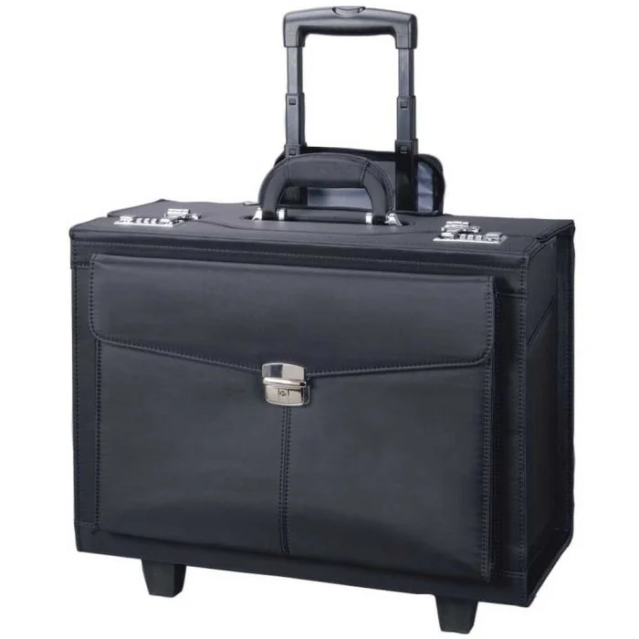 Valise de pilote avec trolley - ROCCA II noir ALASSIO