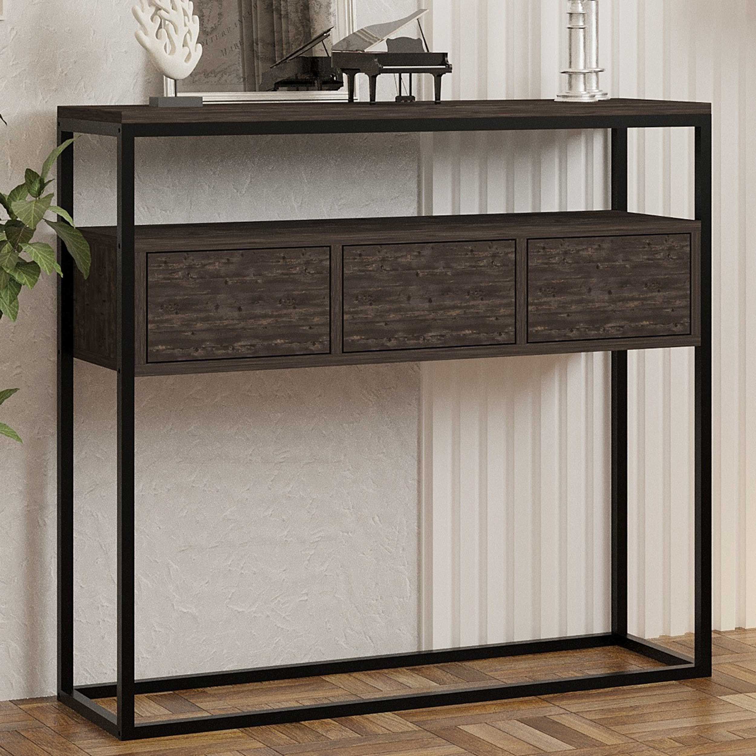 Console Woody Fashion | 100% Mélamine | Anthracite