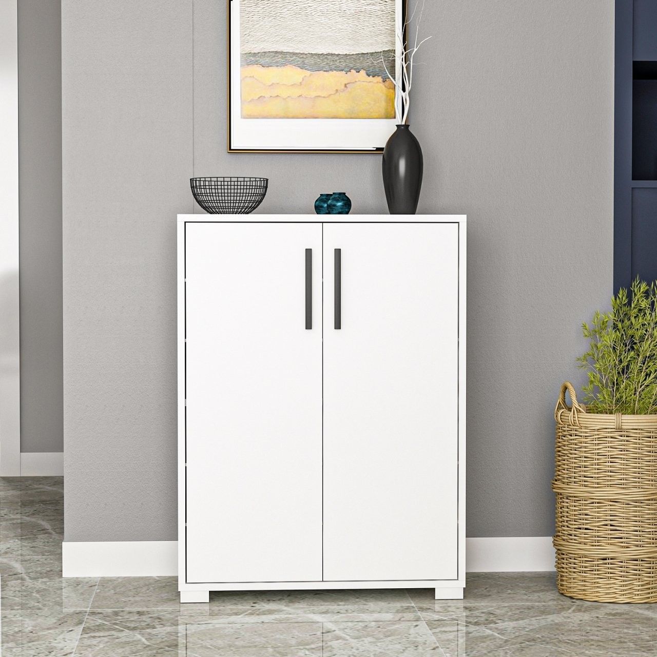 Woody Fashion Shoe Cabinet | 100% Mélaminé | Blanc