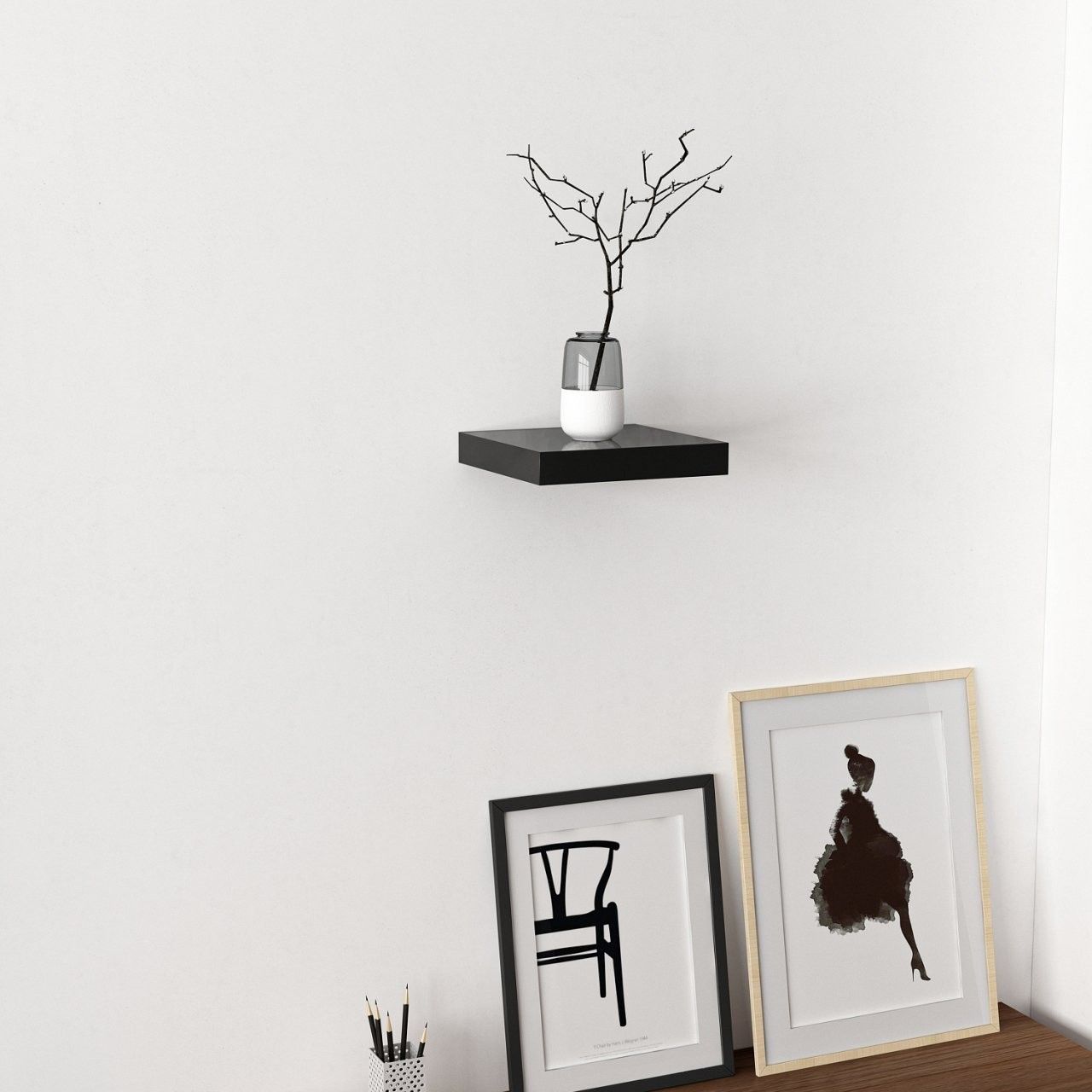 Woody Fashion Wall Shelf | Melamine Coated | 18mm | Black