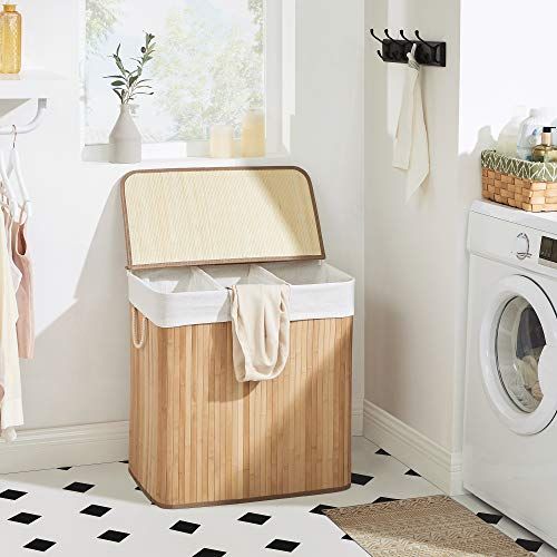 Panier à linge pliable avec couvercle, 150L, tri 3 sections