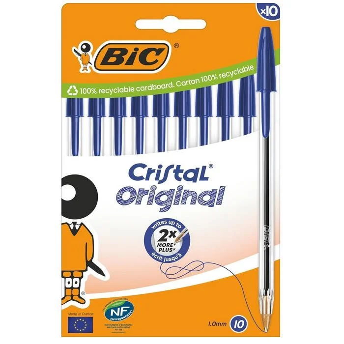 Stylo à bille Cristal Original - Encre Bleue BIC Lot de 10