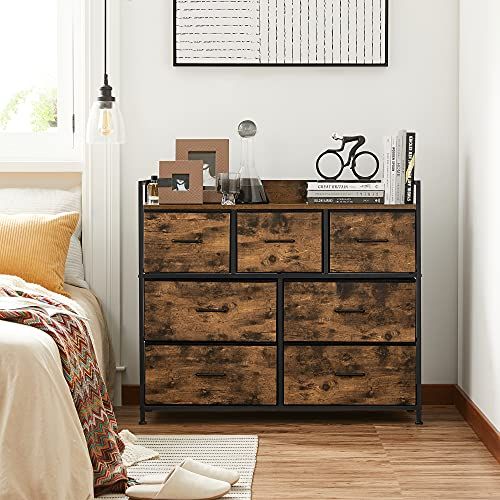 Commode en tissu : Armoire de rangement industrielle avec 7 tiroirs