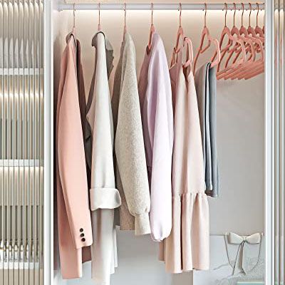 50 cintres en velours or rose - antidérapants et peu encombrants (0,6 cm)