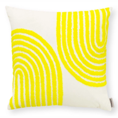 Coussin vtwonen Square Fluo Embroidered Corner Yellow 45 x 45 cm
