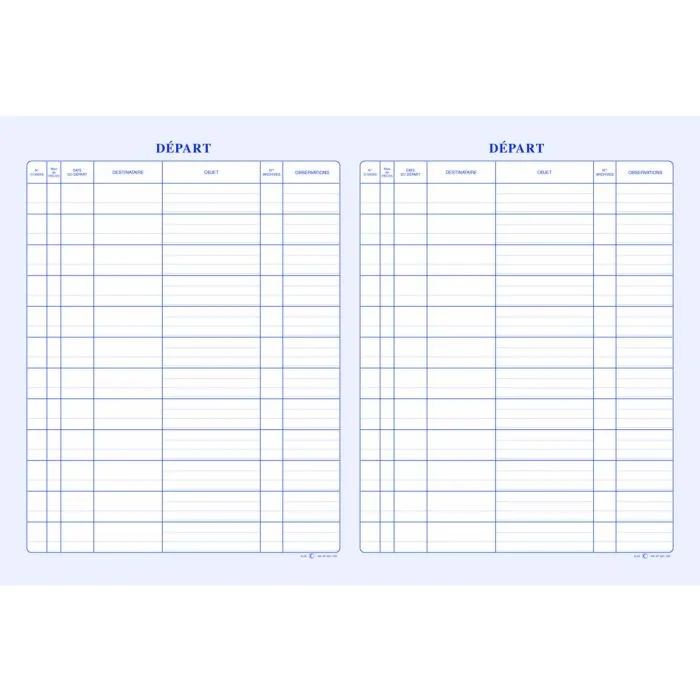 Registre Enregistrement du courrier - Départ - 200 pages ELVE