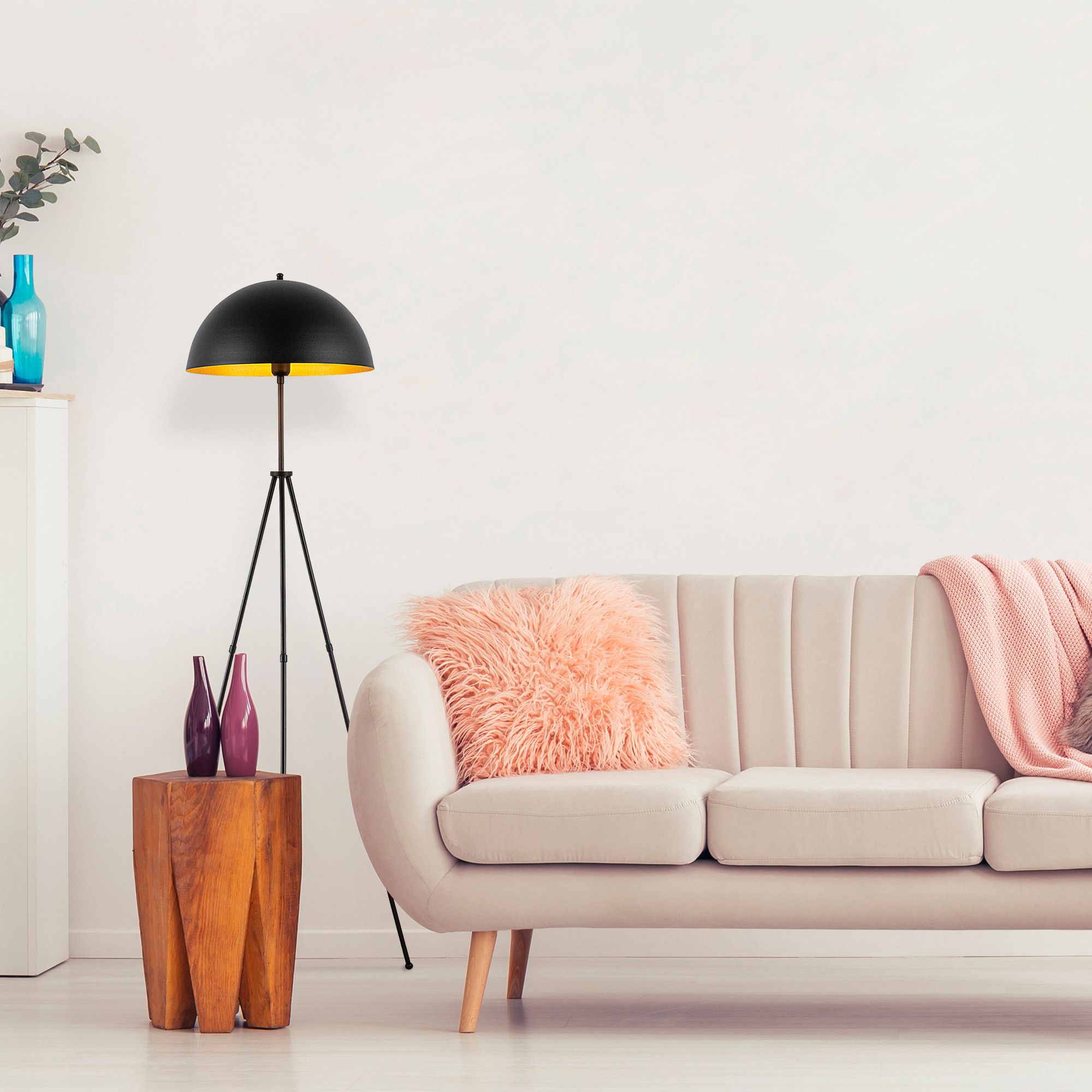 Lampe de sol en métal Sheen | Taille : 50x50 cm | Hauteur : 170 cm | Noir