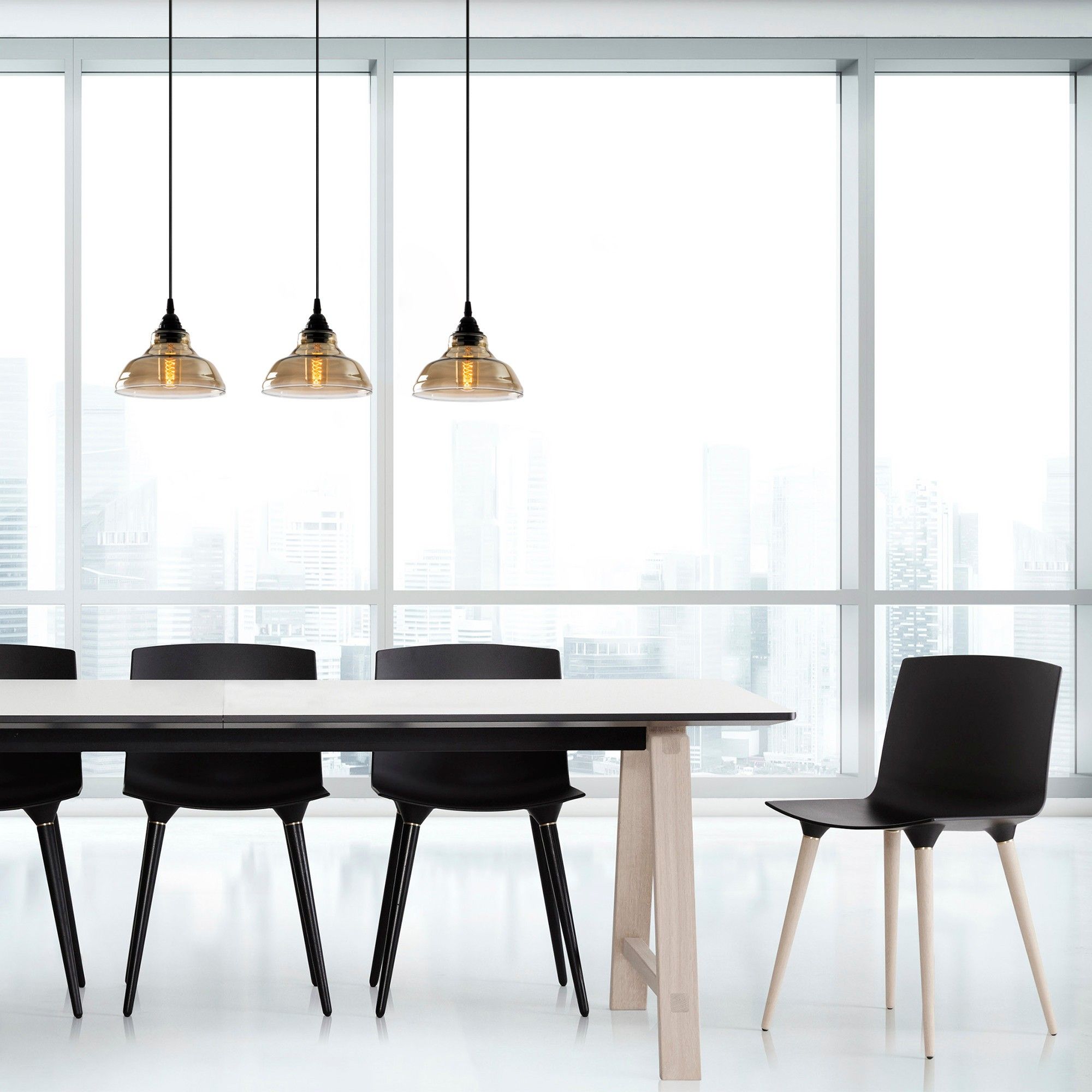 Lustre en fer noir brillant | 72x72cm | 108cm Hauteur