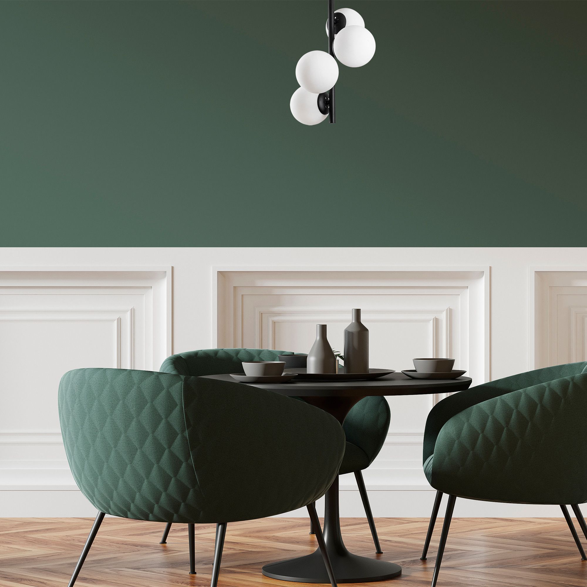 Lustre Sheen | Corps en métal, capuchon en verre | 32x32cm | Noir