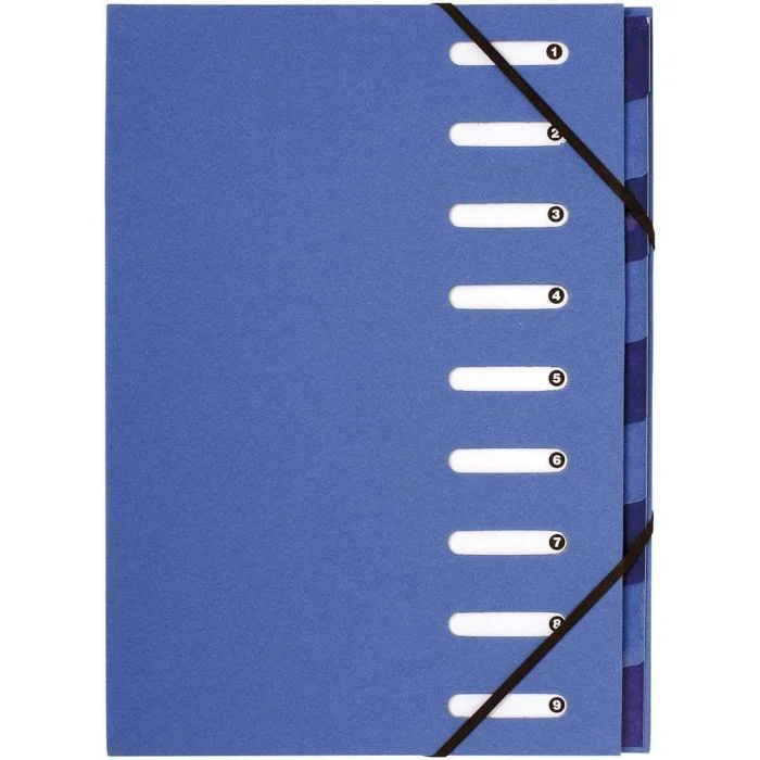 Trieur 9 compartiments avec élastiques - Bleu EXACOMPTA Forever