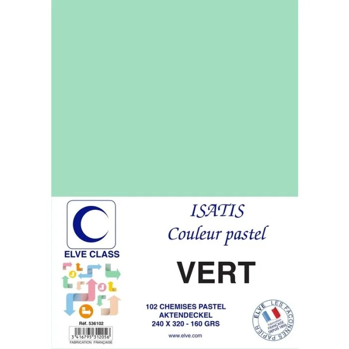 Chemise pour dossier A4 - 160 g - Vert ELVE Isatis Lot de 102