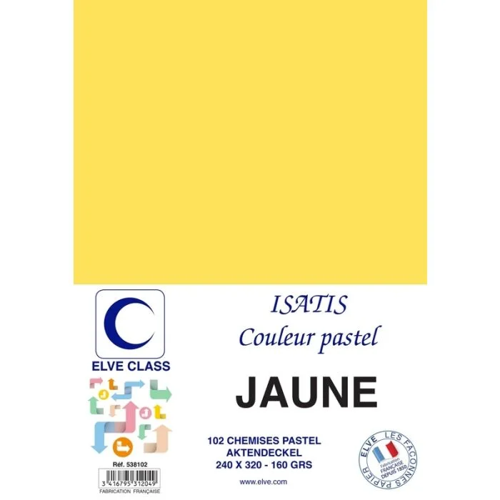 Chemise pour dossier A4 - 160 g - Jaune ELVE Isatis Lot de 102