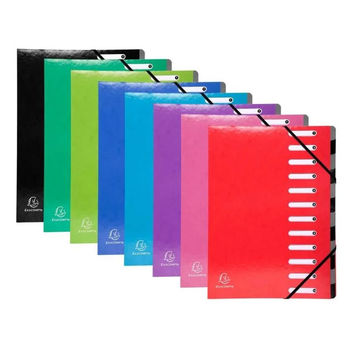 Trieur 12 compartiments avec élastiques Iderama - Assortiment EXACOMPTA