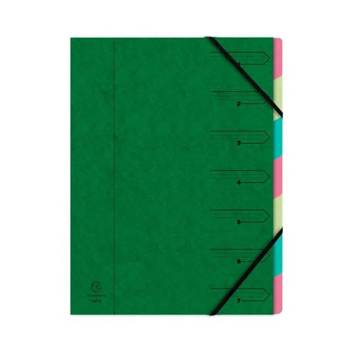 Trieur 7 compartiments avec élastiques - Vert EXACOMPTA