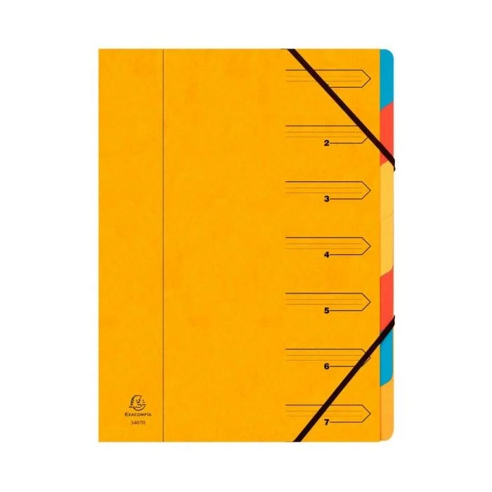 Trieur 7 compartiments avec élastiques - Jaune EXACOMPTA