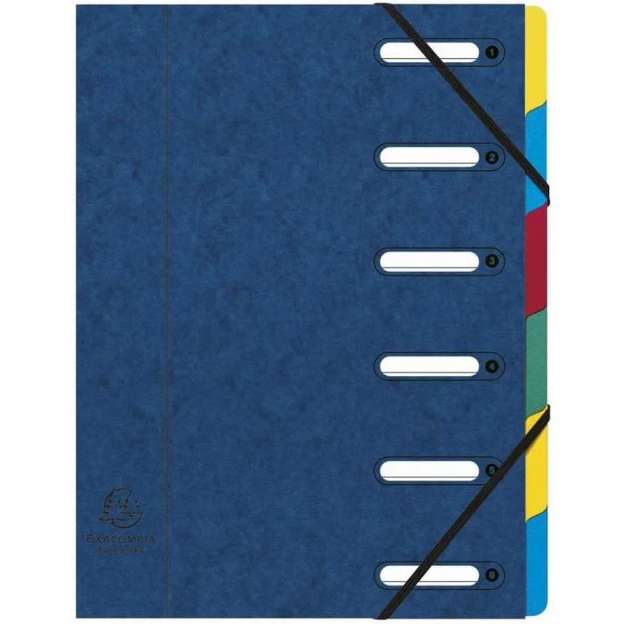 Trieur avec élastiques - Bleu - 6 compartiments EXACOMPTA