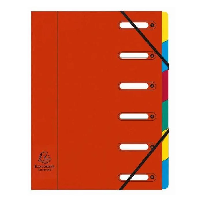 Trieur Papier 6 compartiments avec élastiques - Rouge EXACOMPTA