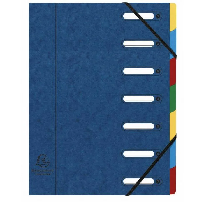 Trieur avec élastiques - Bleu - 7 compartiments EXACOMPTA