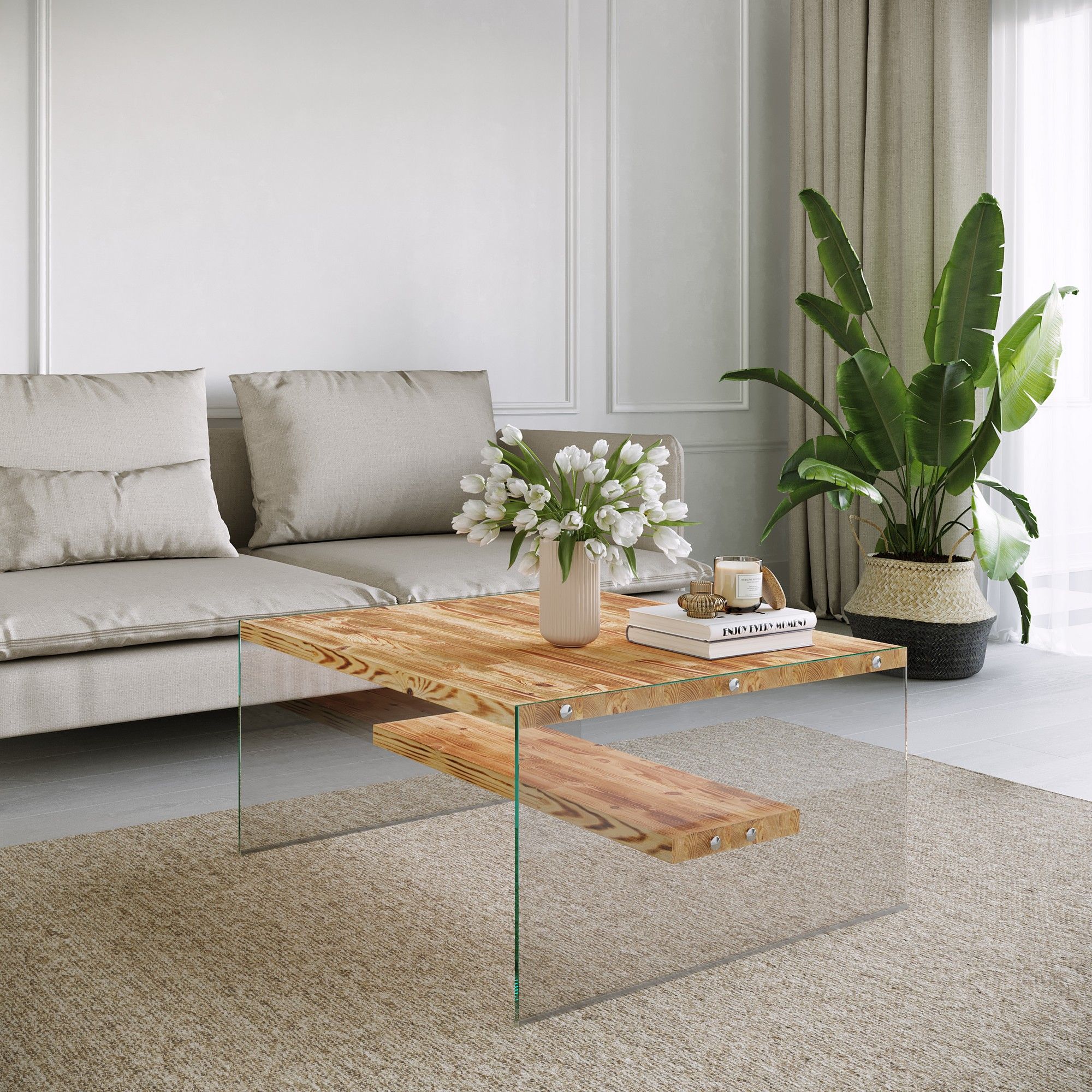 Niagara S101 Table basse | VERRE TREMPÉ | Chêne