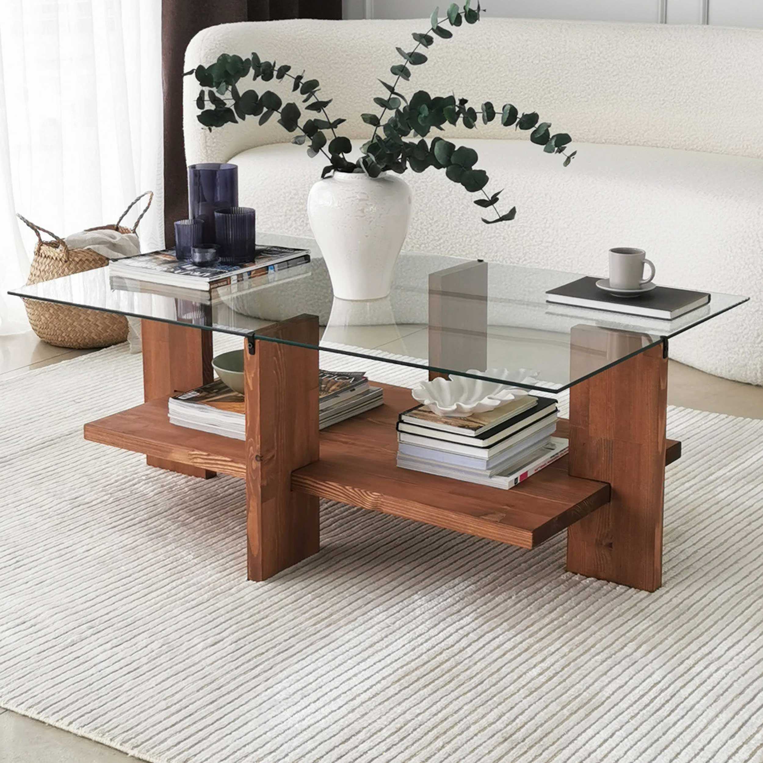 Babylon Table basse | VERRE TREMPÉ | Bois