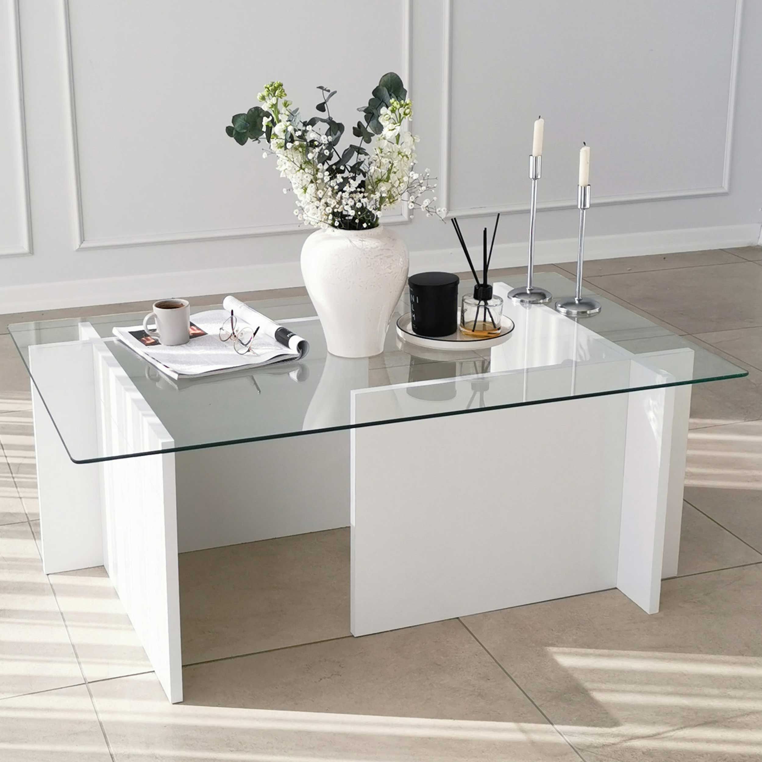 Escape Table basse | VERRE TREMPÉ | Blanc