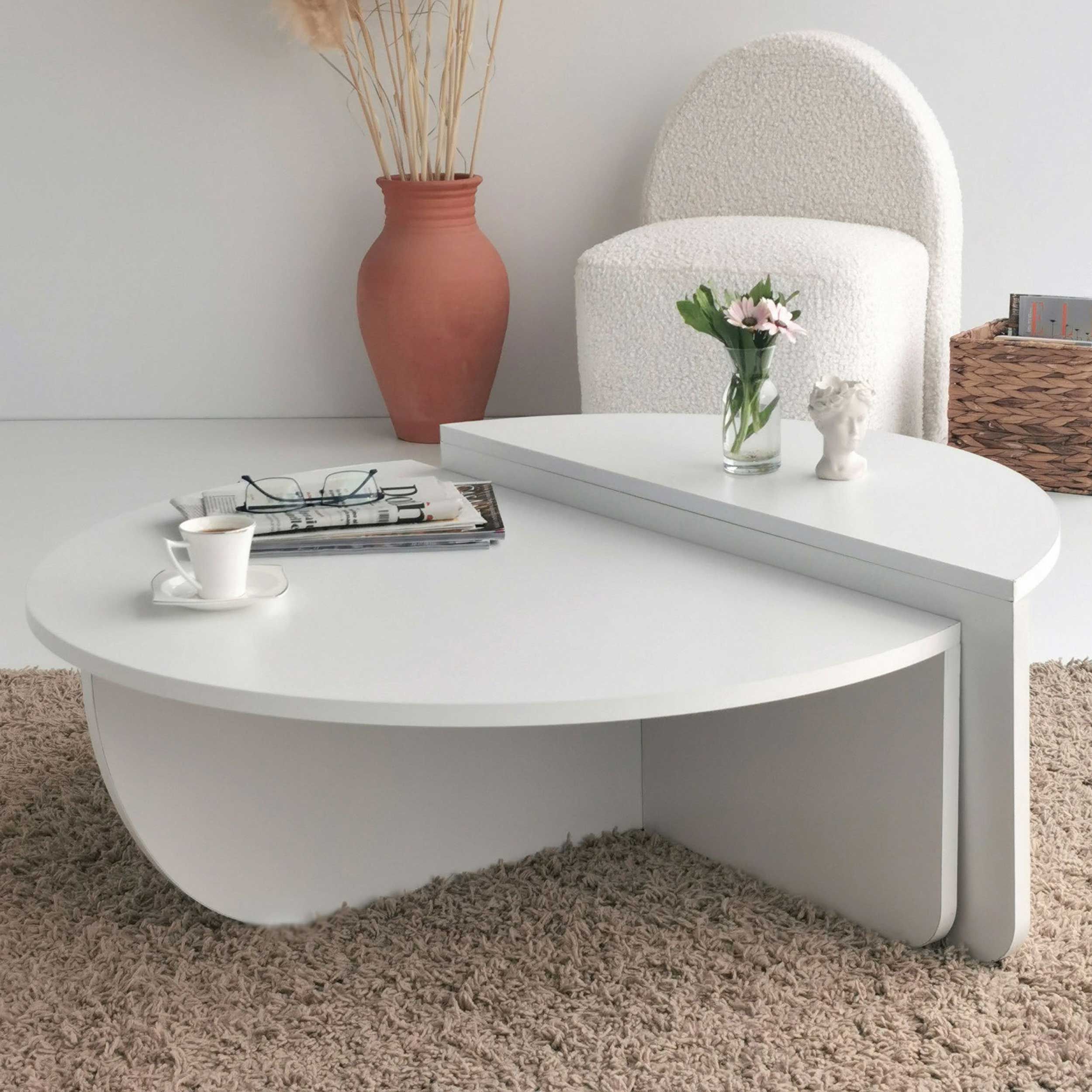 Podium Table basse | 100 % MÉLAMINE | Blanc