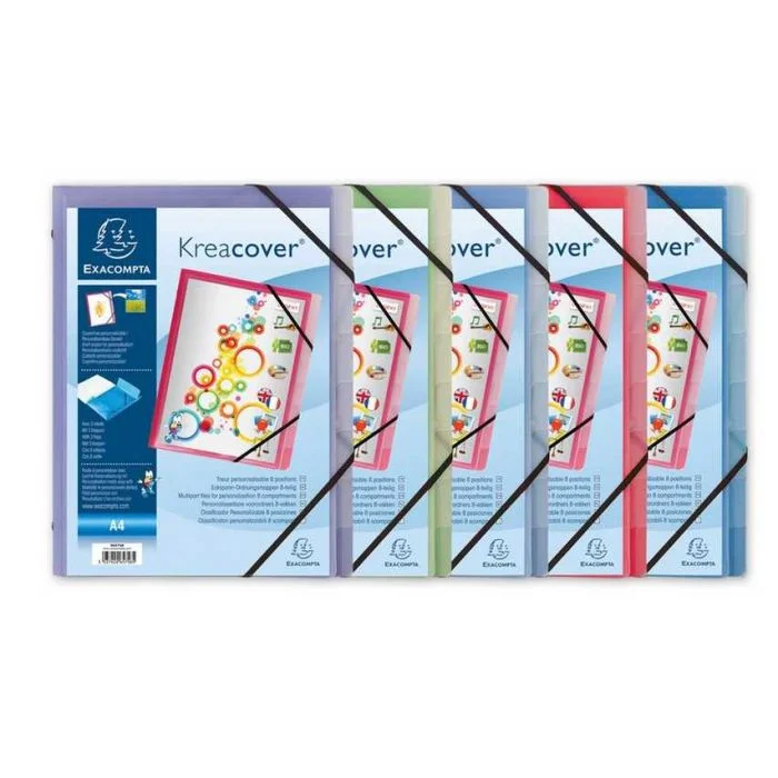 Trieur 8 compartiments Personnalisable avec élastiques EXACOMPTA