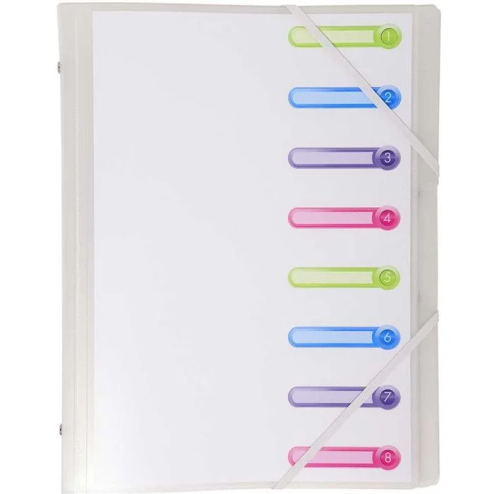 Trieur 8 compartiments avec élastiques Chromaline - Incolore EXACOMPTA