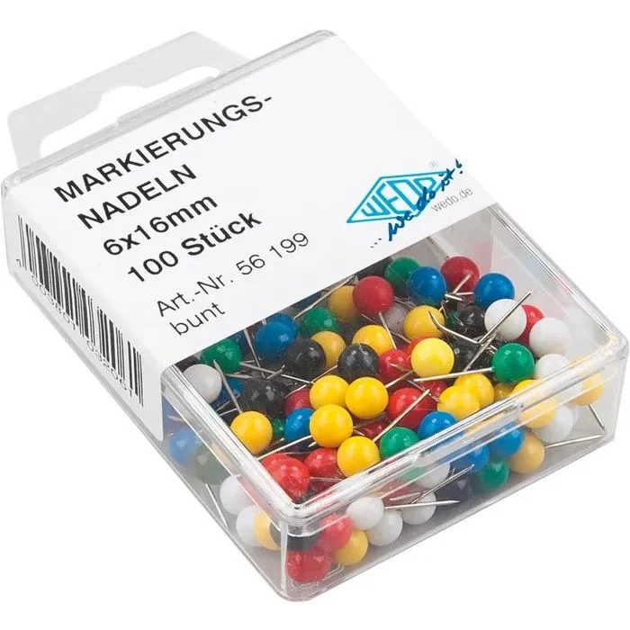 Boîte de 100 épingles de Signalisation - Assortiment WEDO