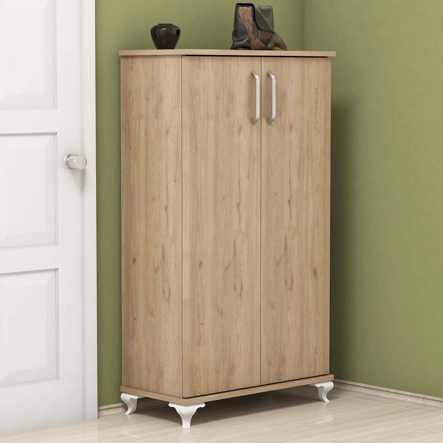 Ari Meuble à chaussures | 100 % MÉLAMINE | Noyer