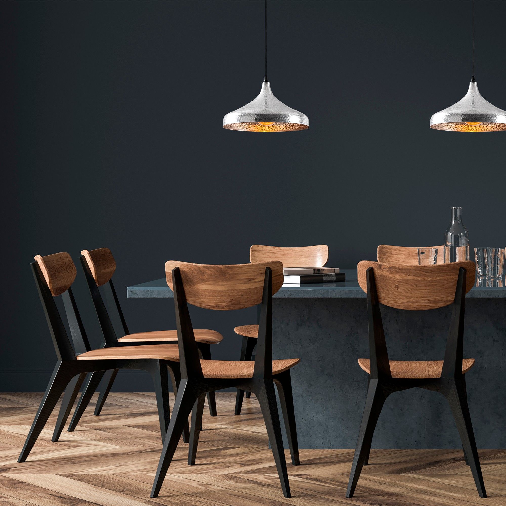 Tatum Lampe pendante | Diamètre : 36 cm | Boîtier en métal | Argent