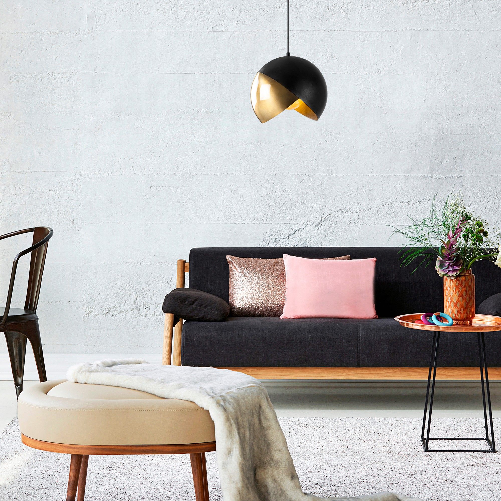 Tatum Lustre | Corps en métal | 30x30 cm | Noir Vintage