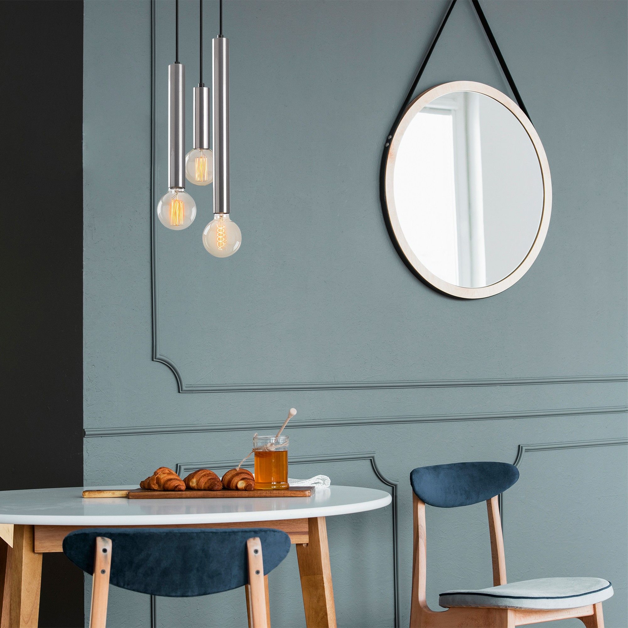 Lustre en métal Tatum - Hauteur réglable - Argent