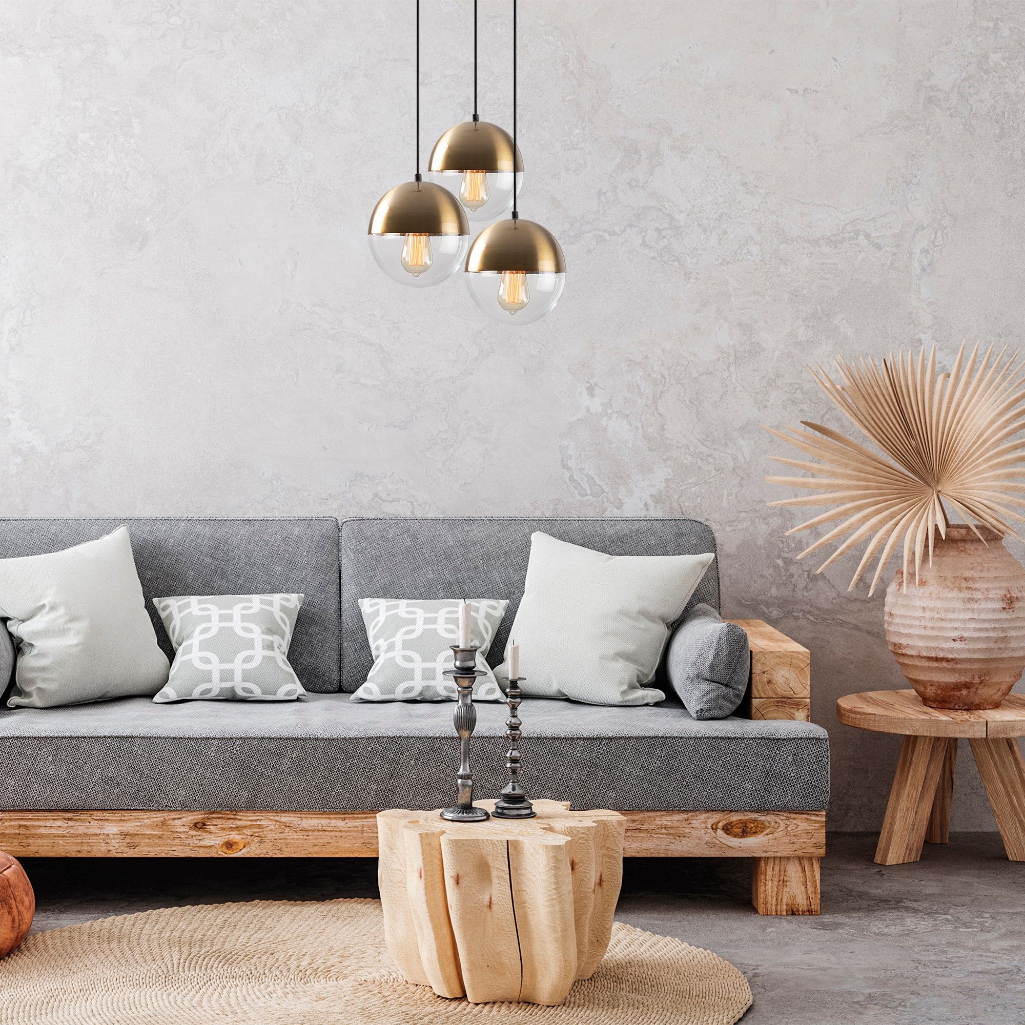 Tatum Chandelier | Vintage | Metal Body | Glass Cap