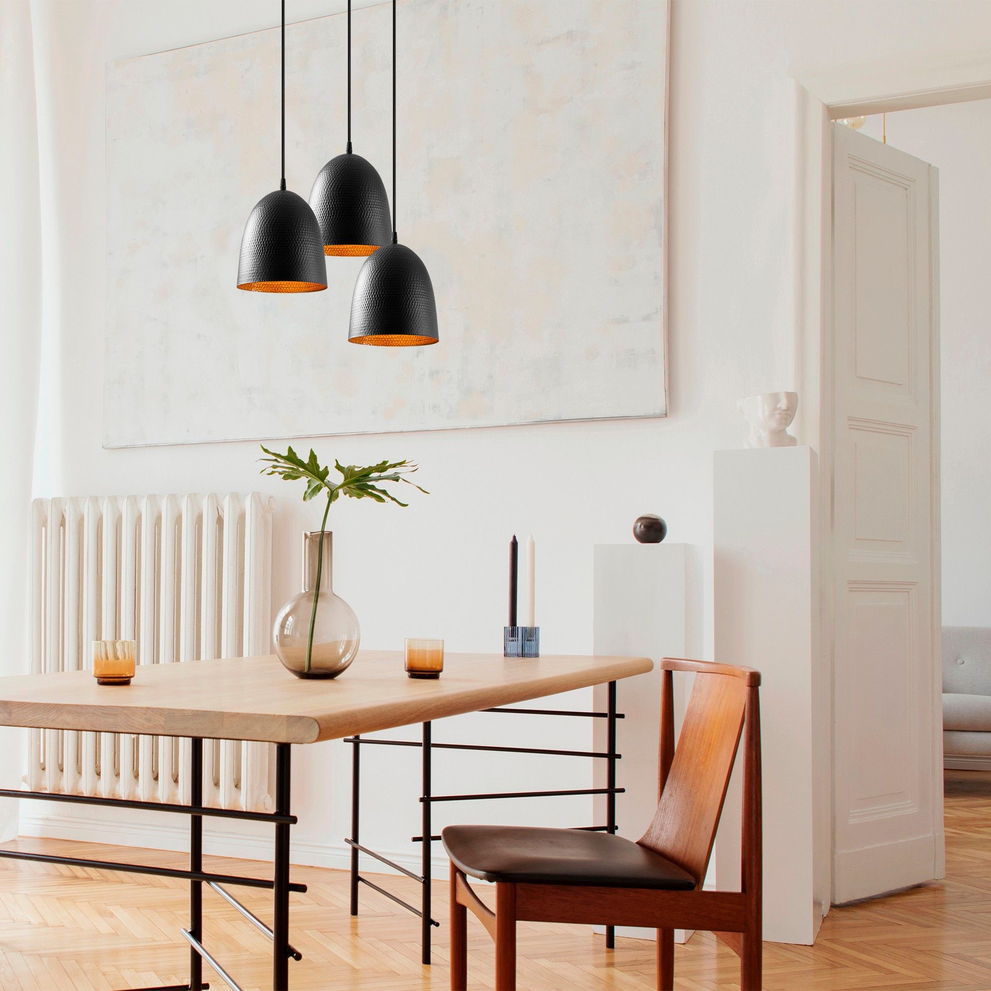 Tatum Black Chandelier | Corps en métal | Hauteur réglable