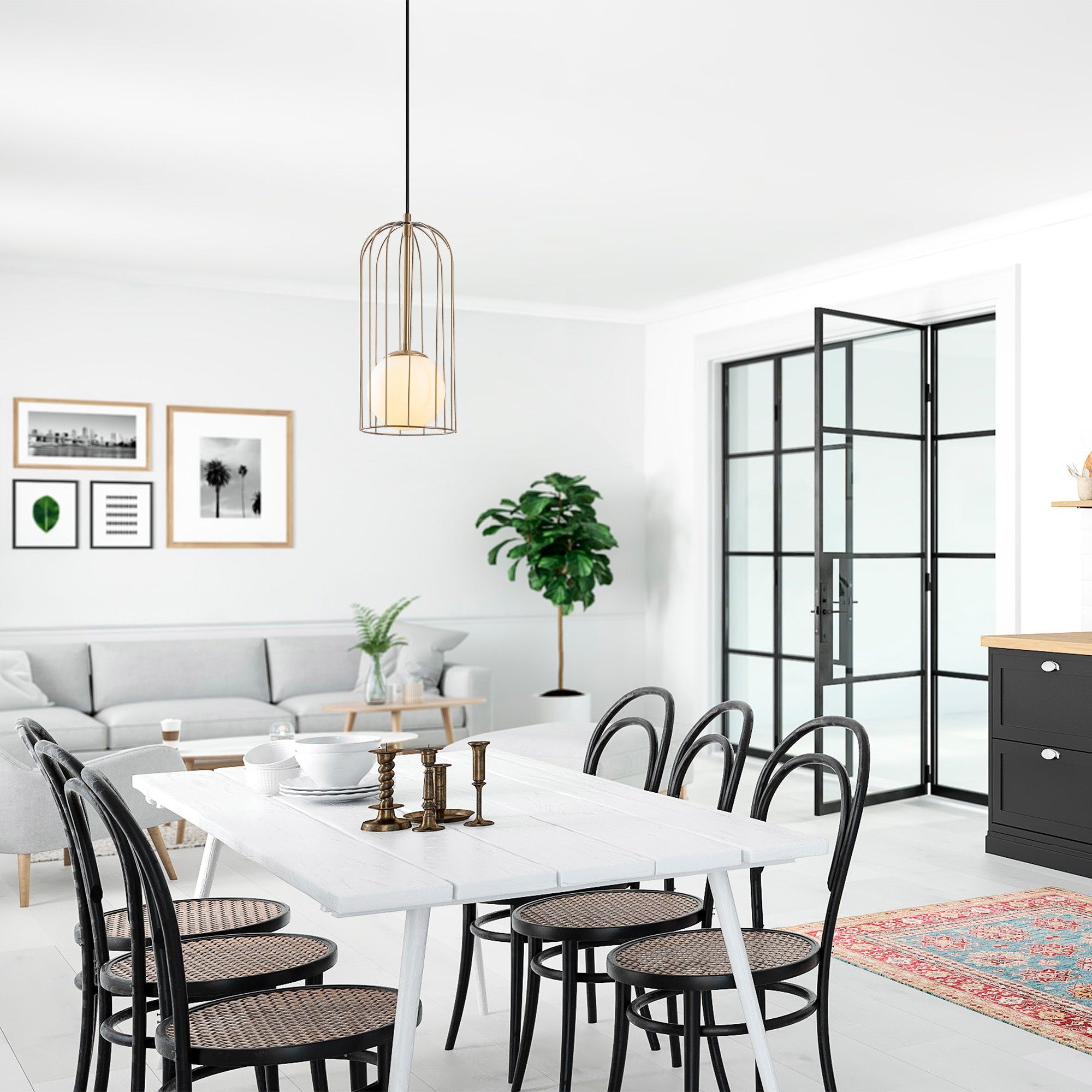 Tatum Chandelier | 17x17 cm | Hauteur réglable | Blanc vintage