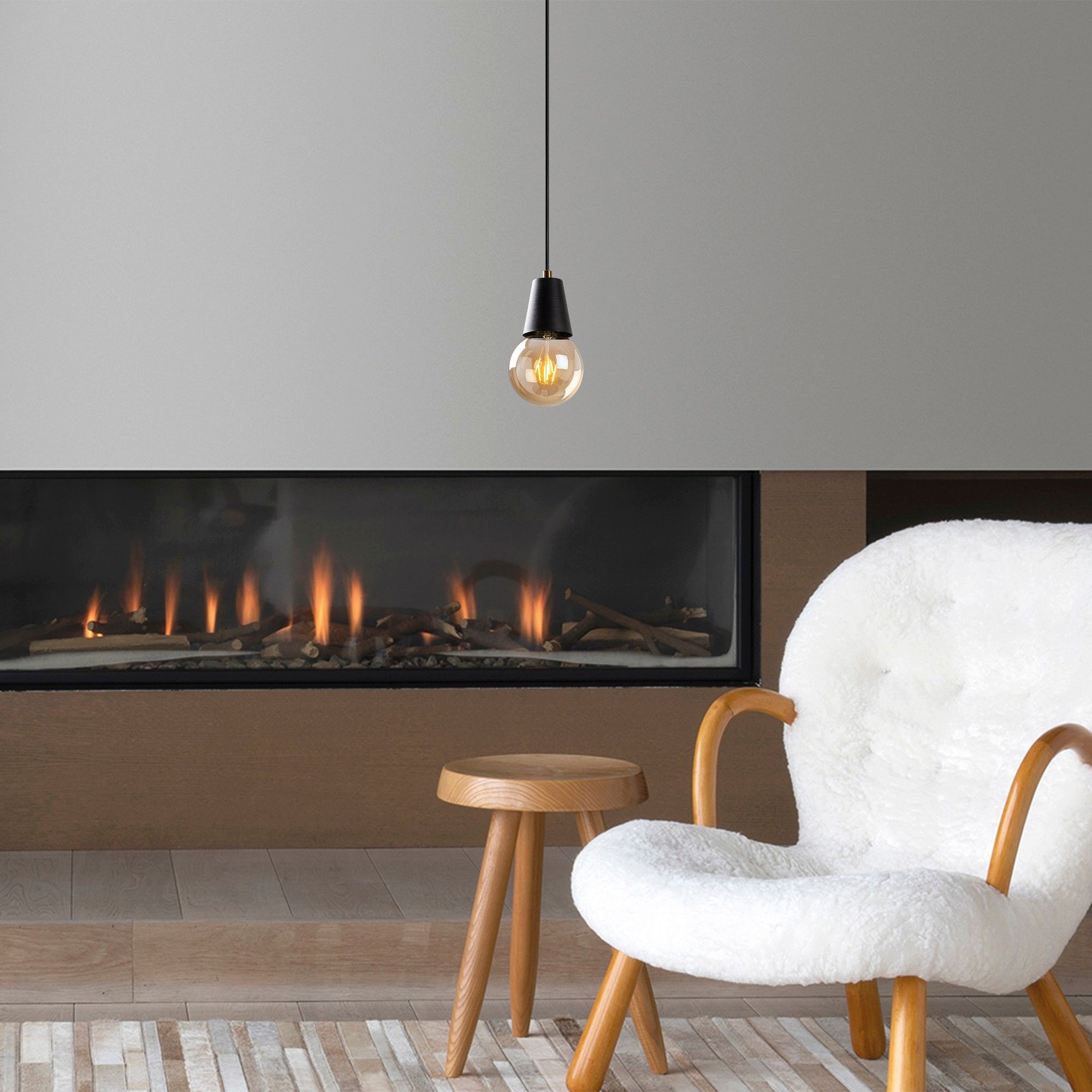 Tatum Chandelier | Corps en métal | Hauteur réglable | Noir