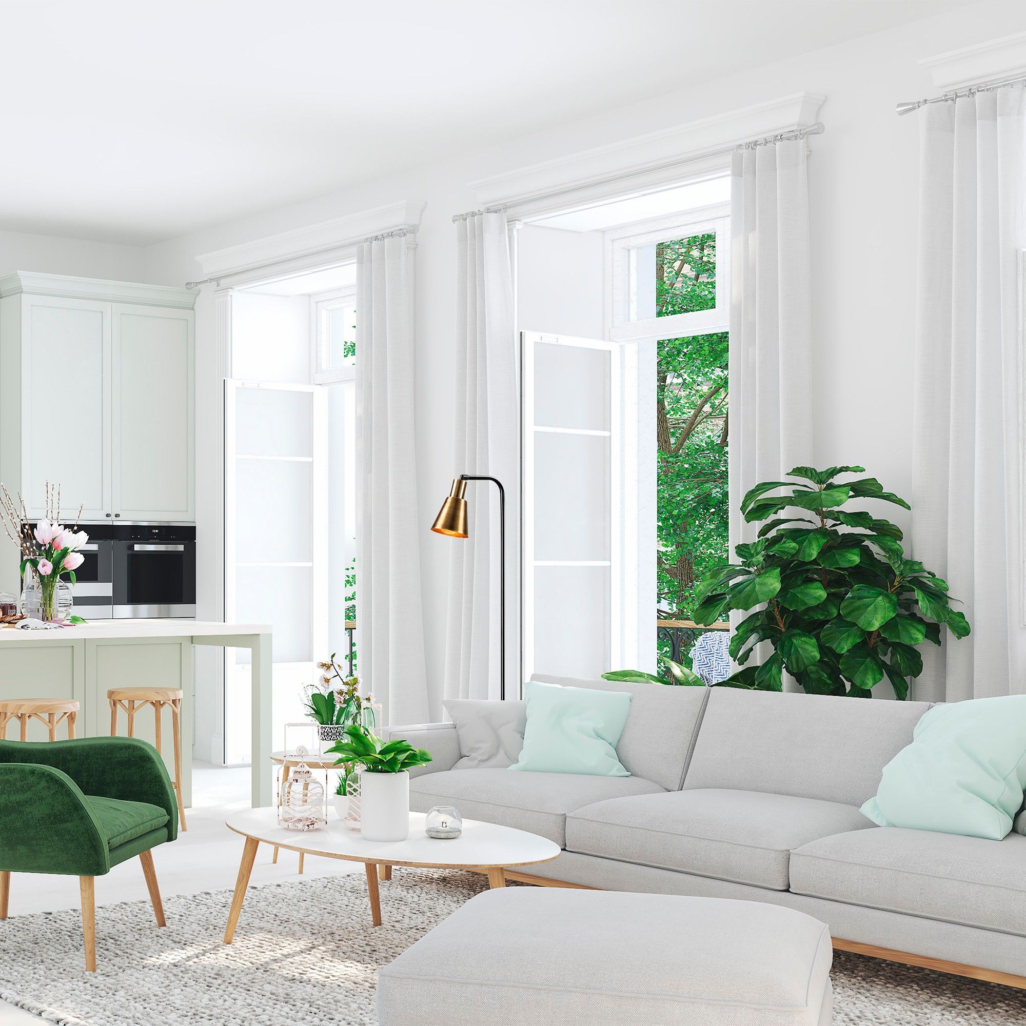 Lampadaire Tatum | Corps en métal | Noir Vintage