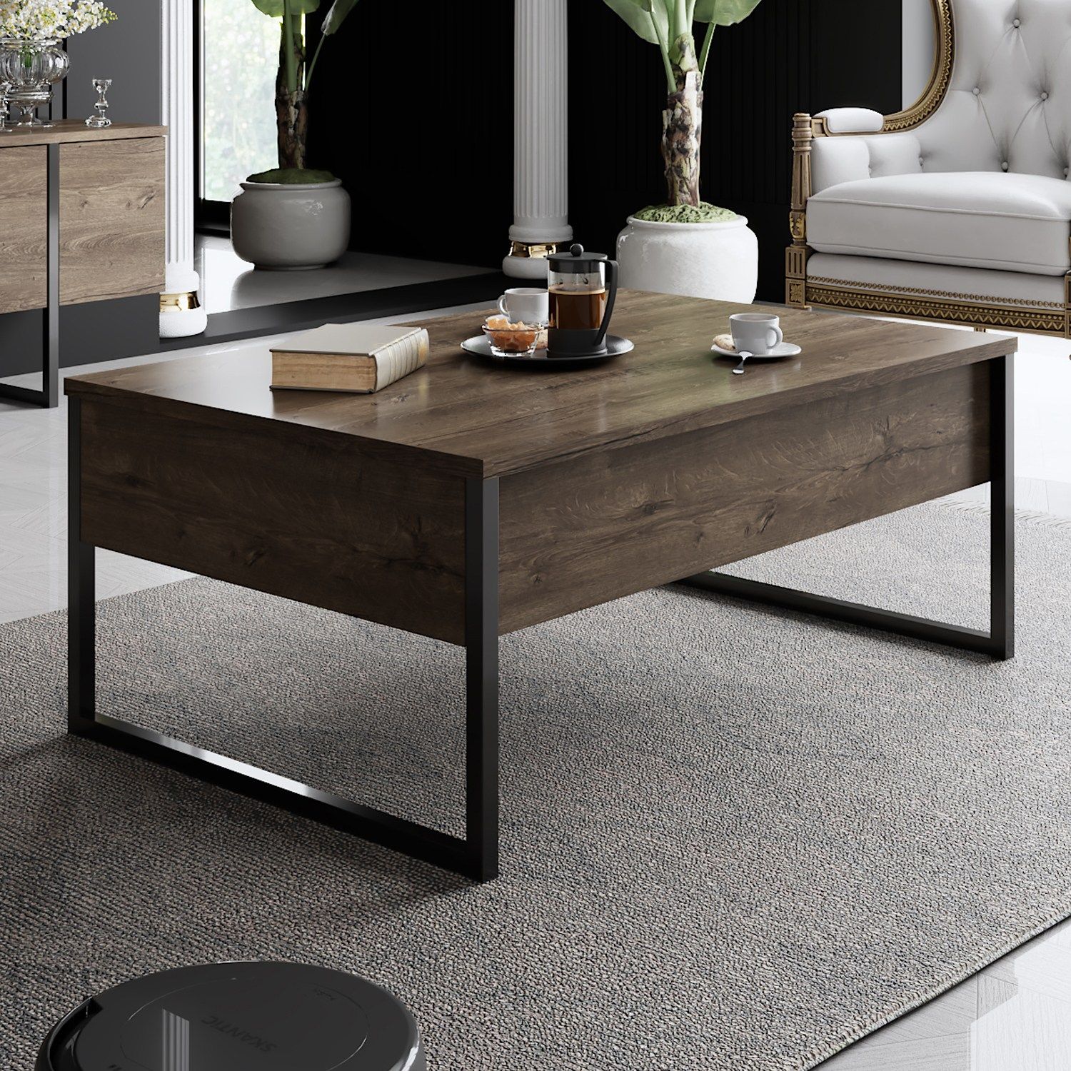 Table basse Woody Fashion | 90 x 60 x 40 cm | Walnut Black