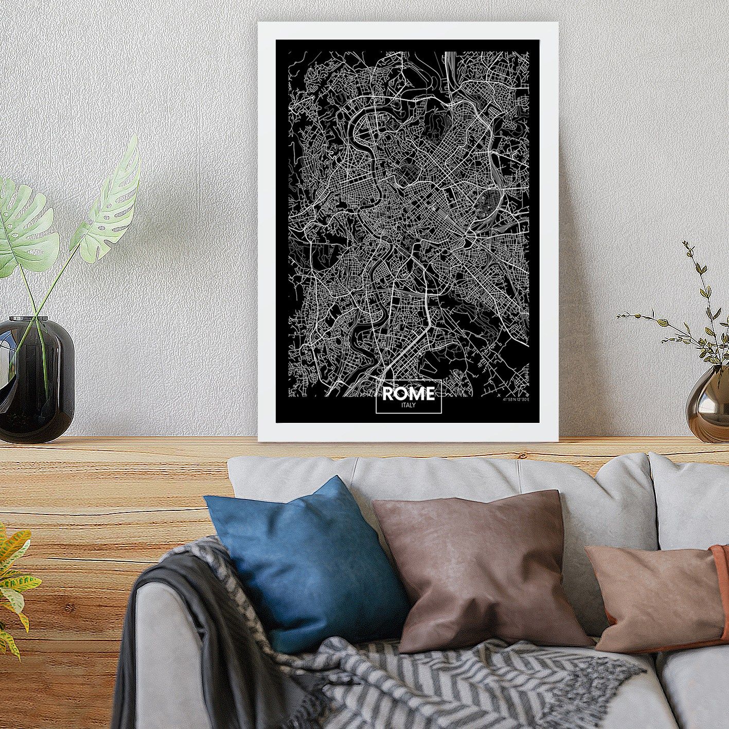 Ville Peinture sur toile | 35x45 cm | Multicolore