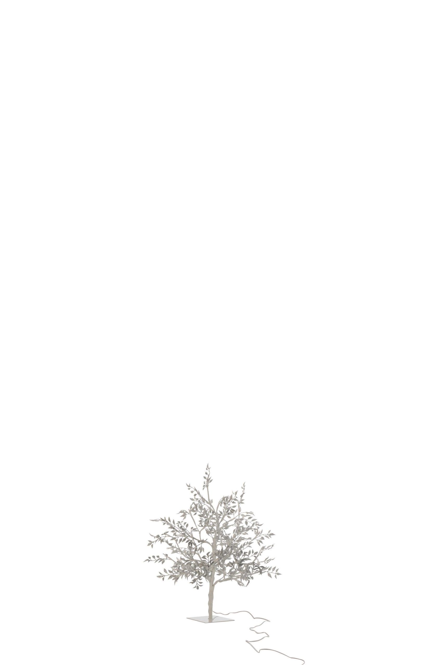 Arbre feuilles paillettes + led metal argent small