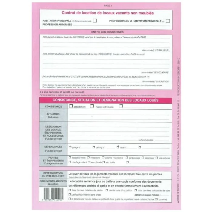 Contrat de Location Habitation WEBER 711