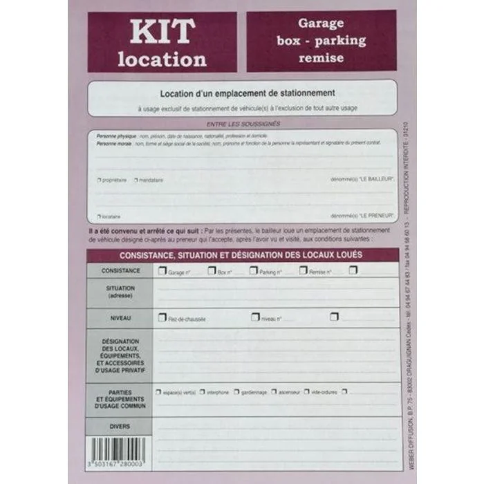 Dossier de location de garage WEBER 728