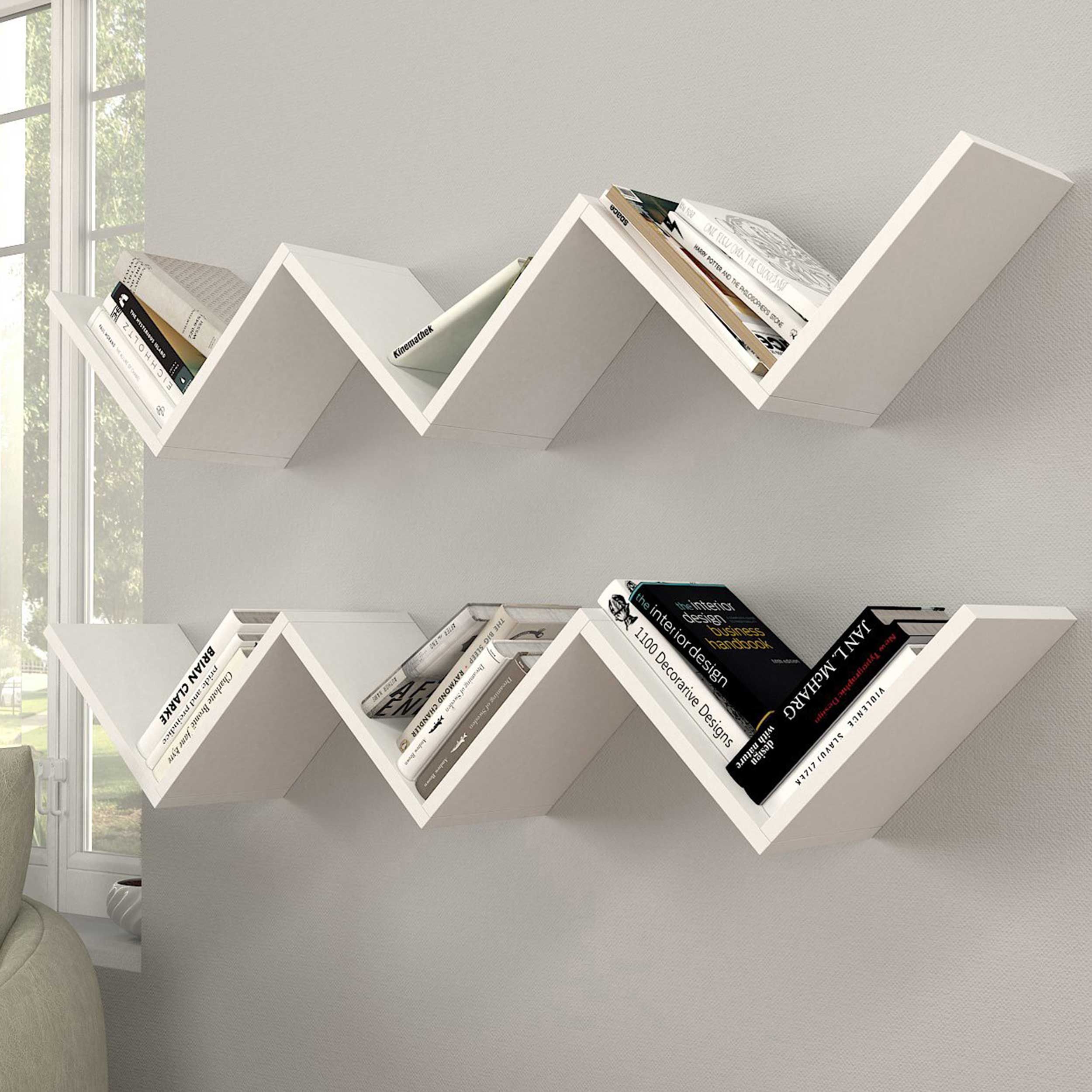 Zig Étagère murale | 100 % MÉLAMINE | Blanc