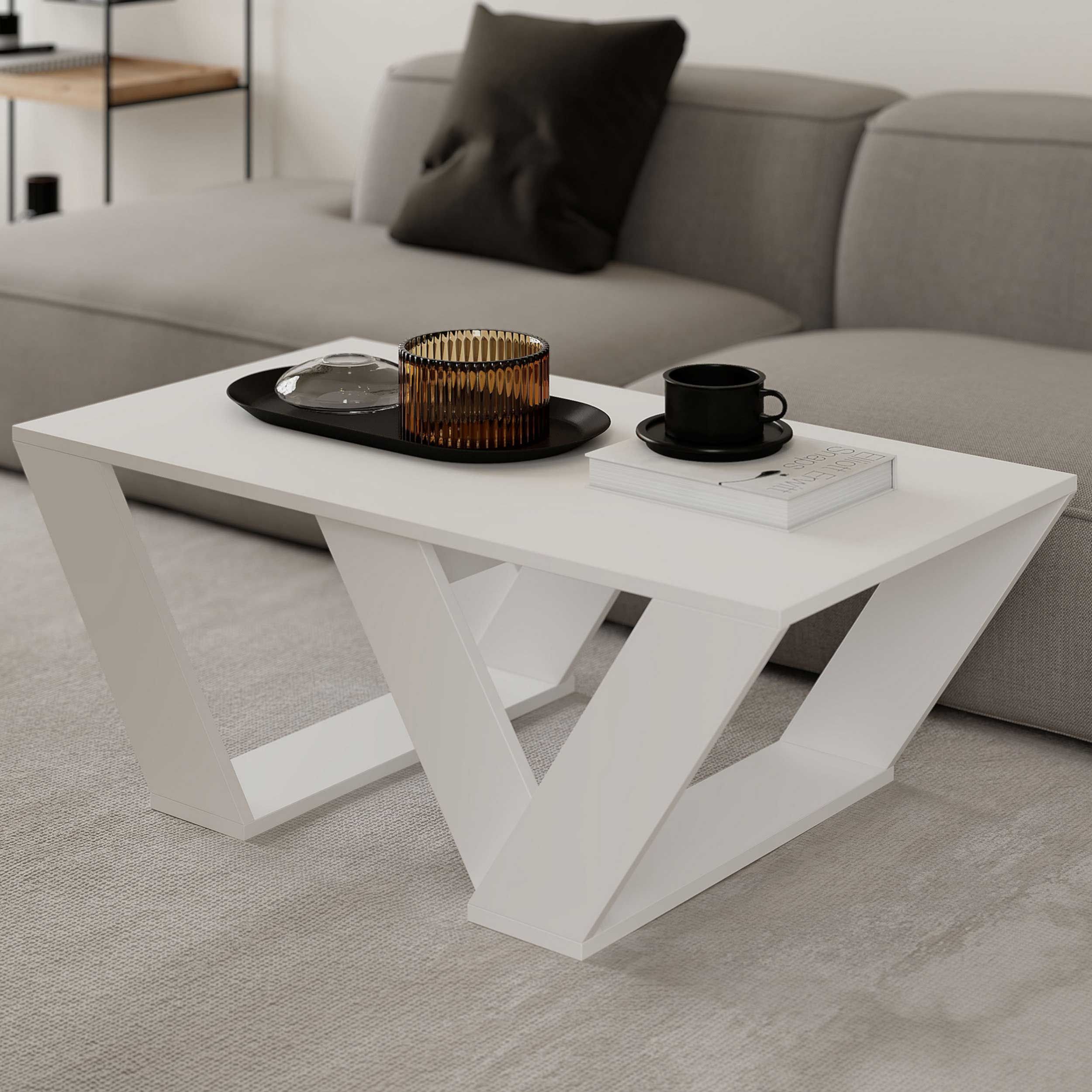 Pipra Table basse | 100 % MÉLAMINE | Blanc
