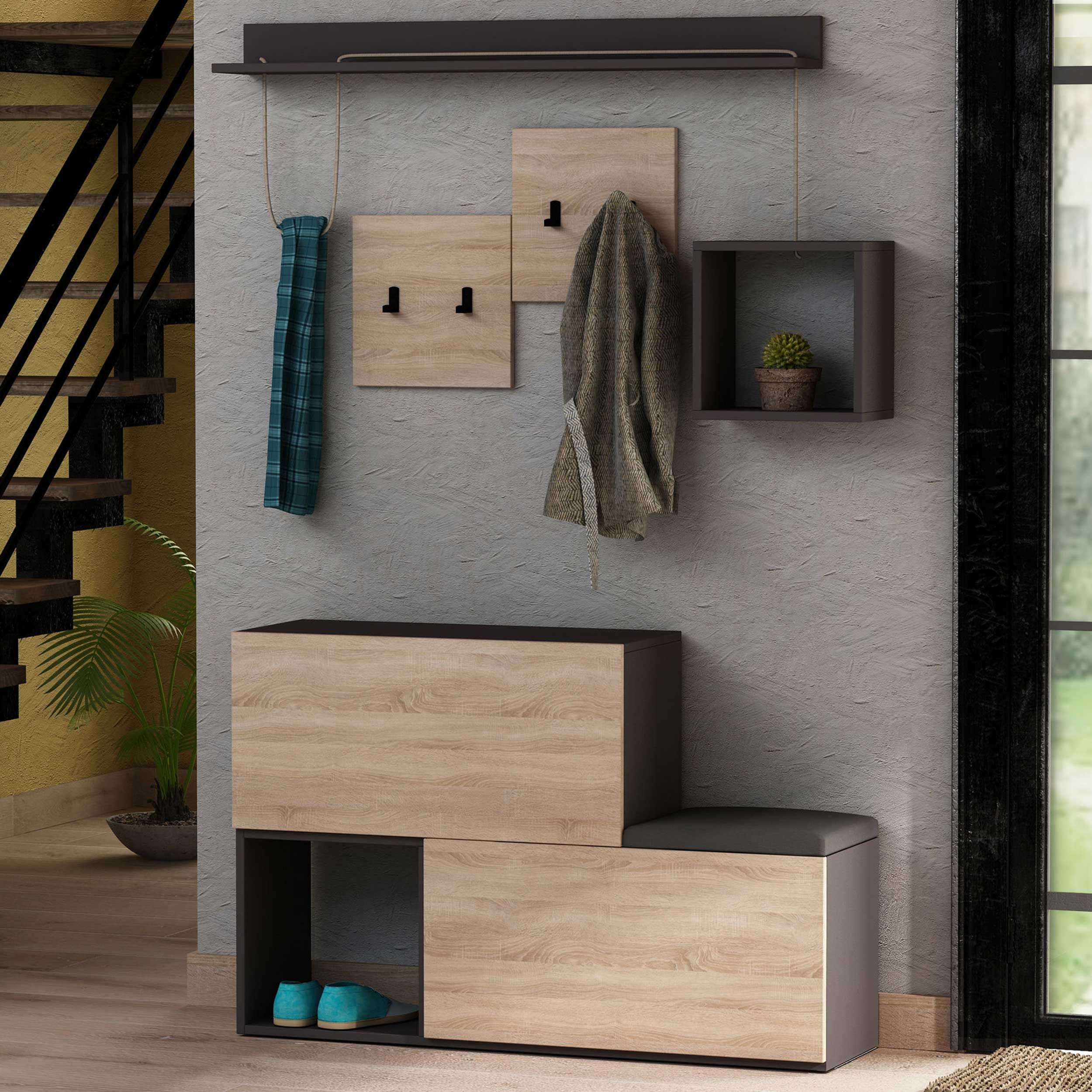 Vestiaire | 100% mélaminé | Chêne Anthracite