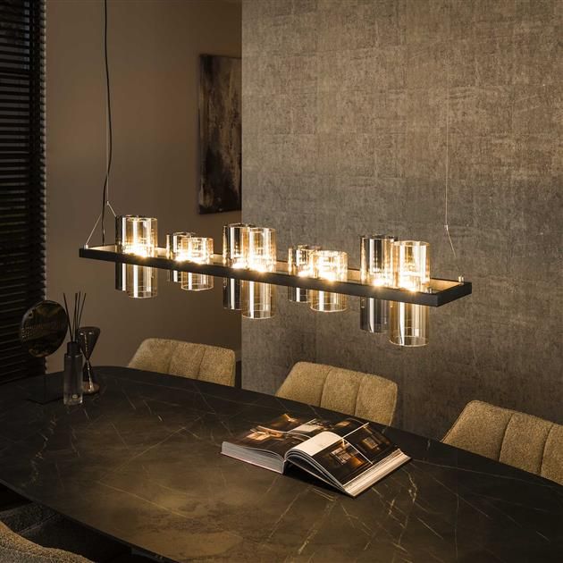 Lampe suspendue Cylian-verre ambre/chrome